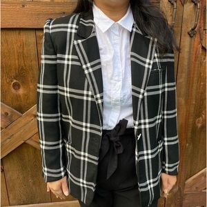 Vintage Black and White Single Breasted Women’s Blazer Size 10 By Evan Picone